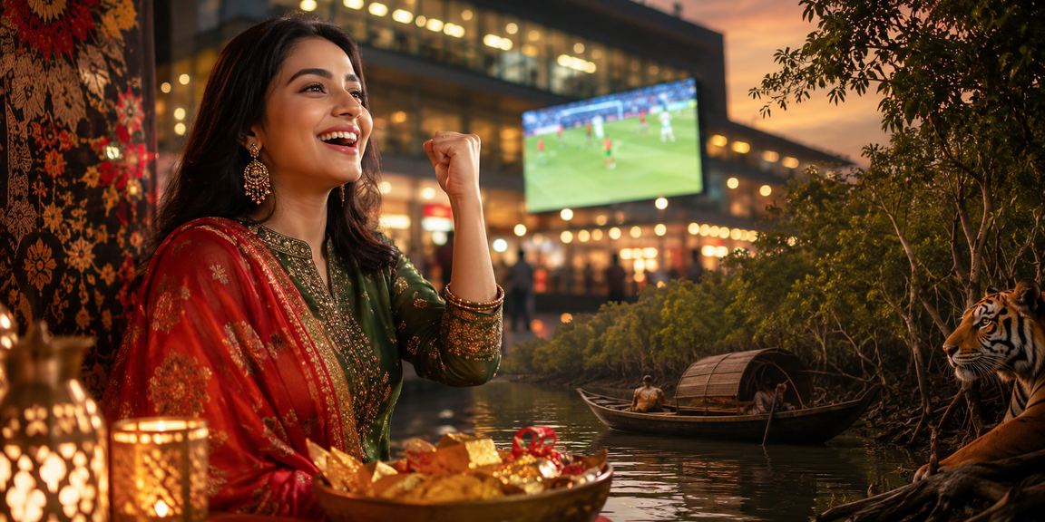 Bangladeshi model enjoying the mk3 online entertainment casino platform in Dhaka