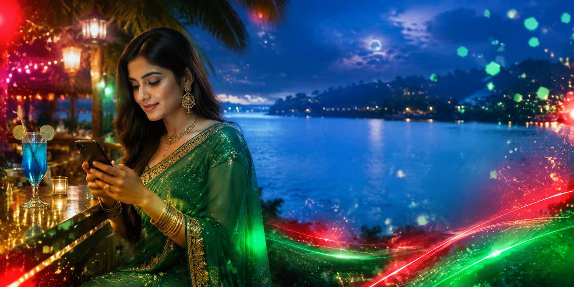 Woman in a saree in Rangamati using mk3 mobile casino
